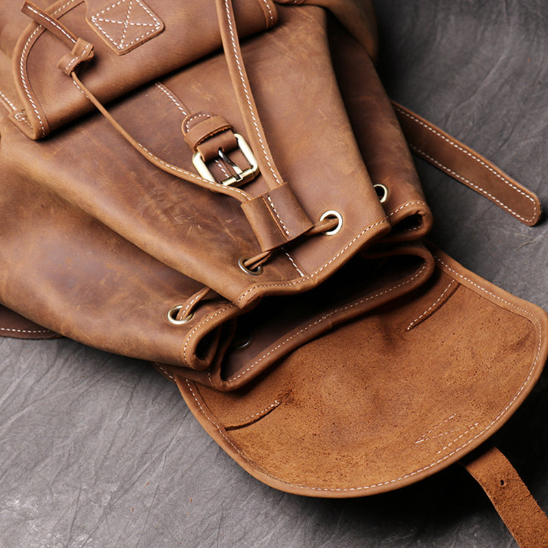 Vintage Leather Backpack College Backpacks School Backpack