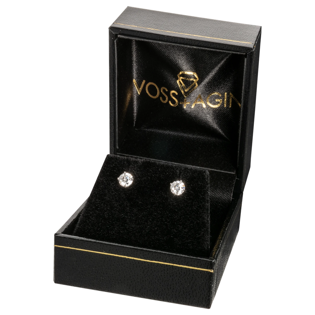 3.50 CTW Lab-Grown Round Diamond Stud Earrings in 14k Gold – E-F/VS AGI Certified