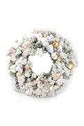 Prelit Heavy Flocked Pine Wreath