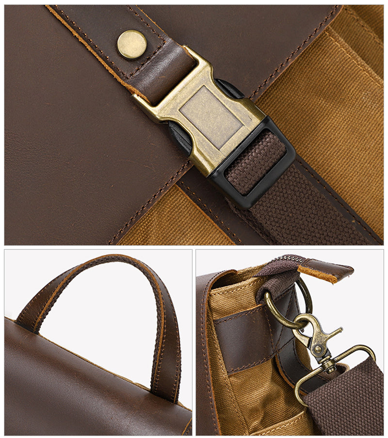 Waterproof Waxed Canvas Camera Bag Canvas With Leather DSLR Camera Bag Canvas Shoulder Messenger Bag