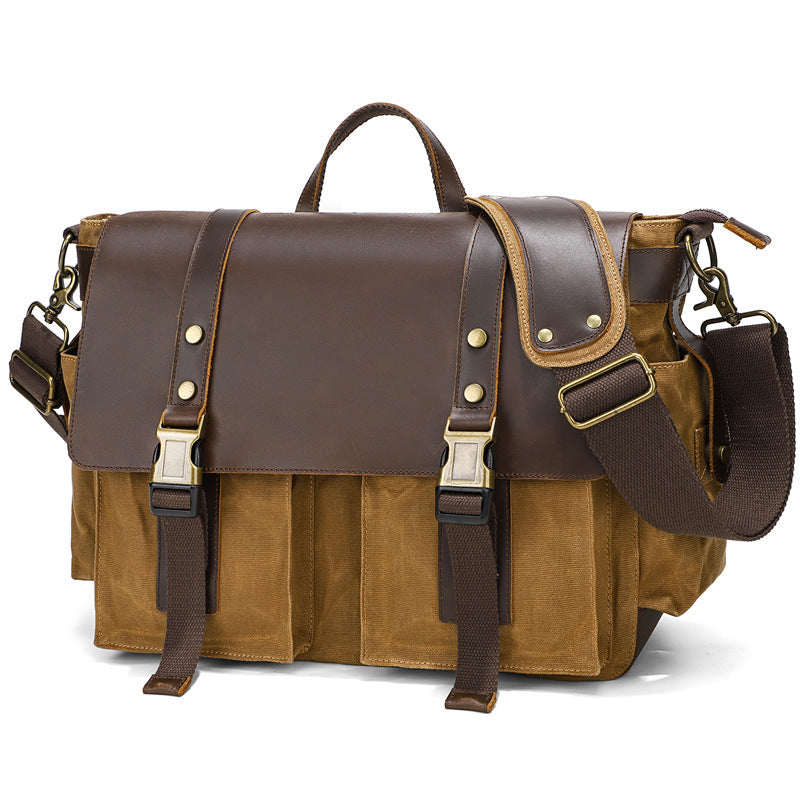 Waterproof Waxed Canvas Camera Bag Canvas With Leather DSLR Camera Bag Canvas Shoulder Messenger Bag