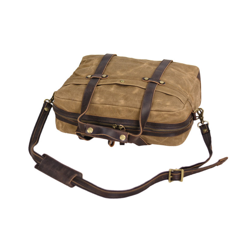 Waxed Canvas Messenger Bag Canvas Briefcase Laptop Bag Leather Crossbody Bag Work briefcase Canvas Briefcase For Men