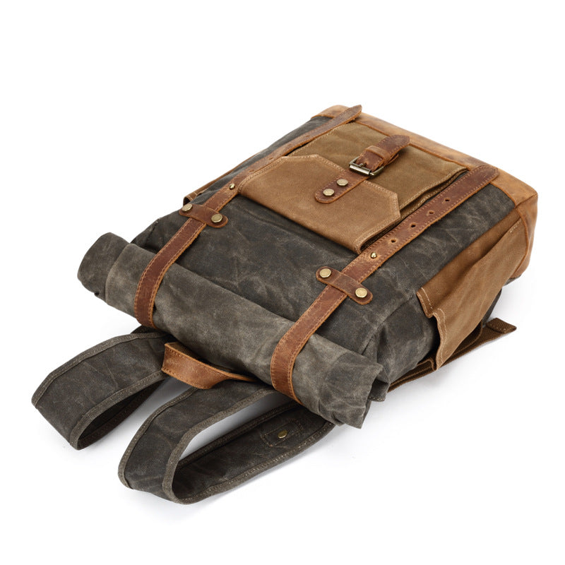 Waxed Canvas Backpack, Vintage Rucksack, Travel Backpack 8808
