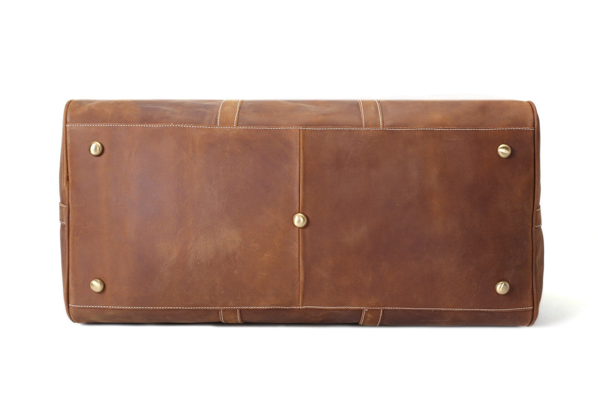 Large Vintage Leather Duffle Bag, Men's Weekender Bag
