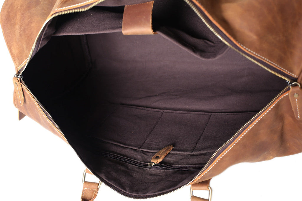 RockCow Vintage Leather Duffle Bag, Mens Travel Bag, Gym Bags for Men