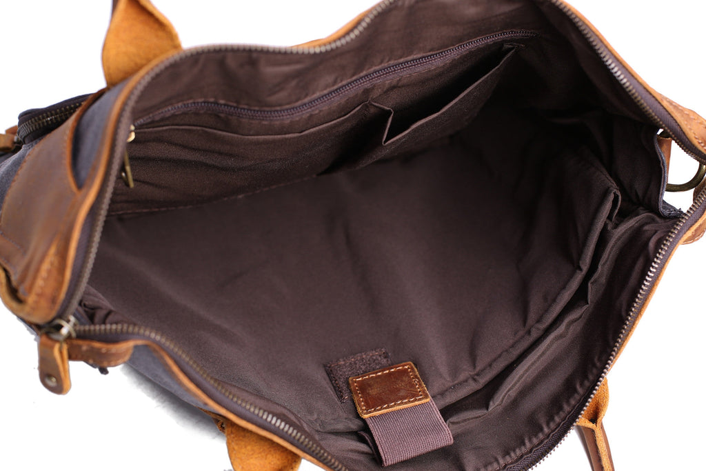 Vintage Style Genuine Leather Briefcase Bag, Leather Messenger Shoulder Bag Laptop Bags