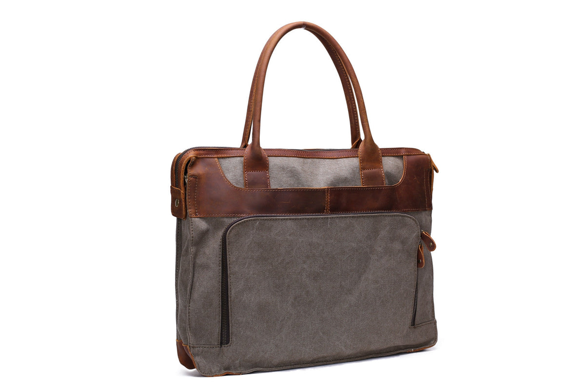 Men Fashion Canvas Leather Laptop Bag, Canvas Messenger Bag Briefcase Bags YD2193