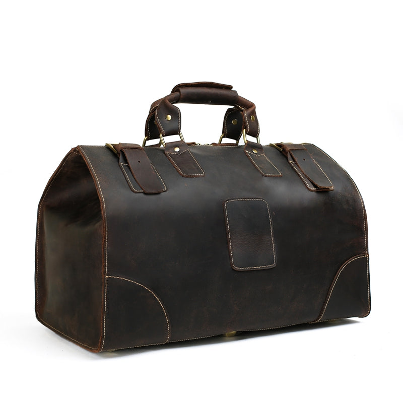 Vintage Style Large Crazy Horse Leather Duffle Bag