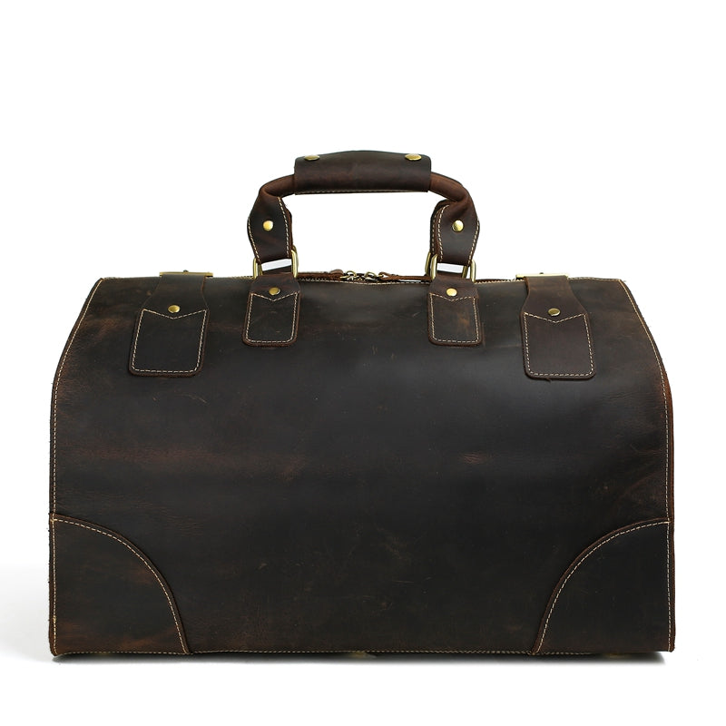 Vintage Style Large Crazy Horse Leather Duffle Bag