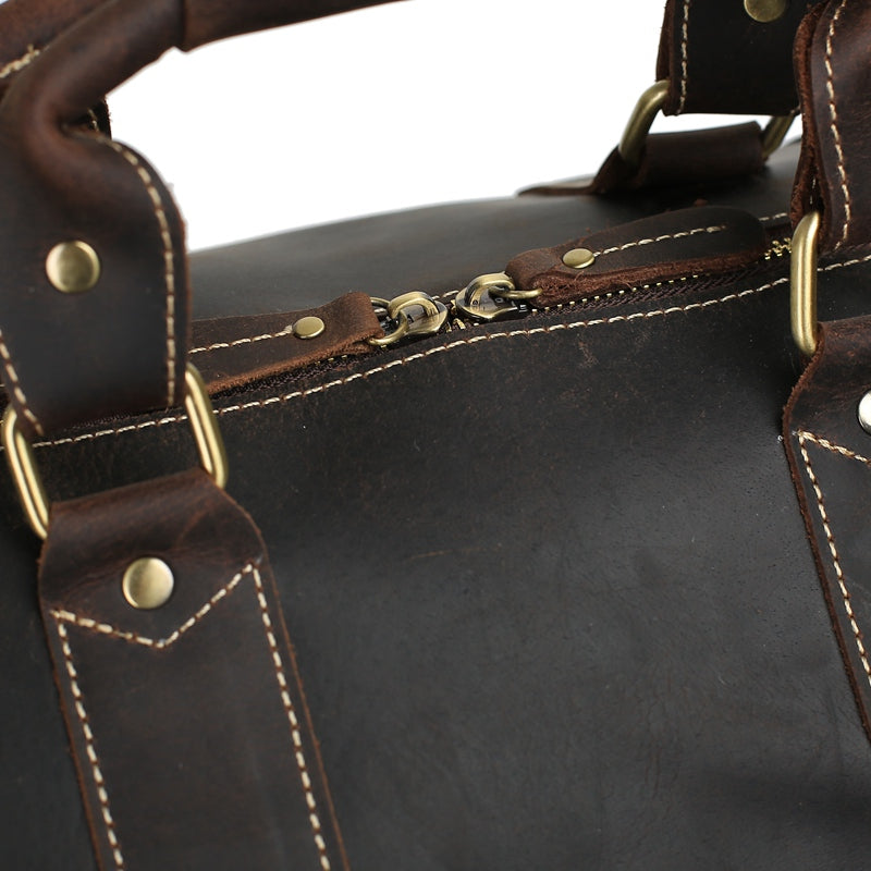 Vintage Style Large Crazy Horse Leather Duffle Bag