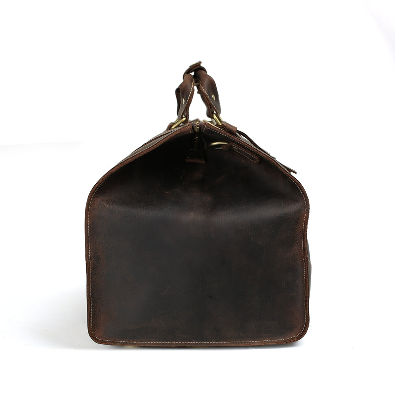 Vintage Style Large Crazy Horse Leather Duffle Bag