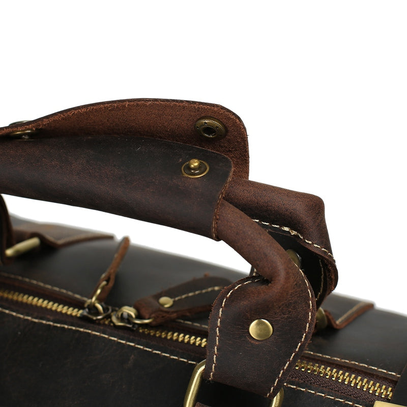 Vintage Style Large Crazy Horse Leather Duffle Bag
