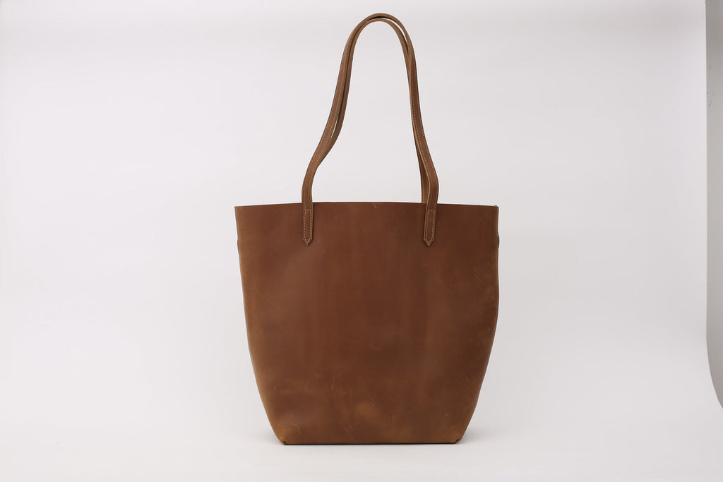 Crazy Horse Leather Tote Bag Vintage Leather Handbag Big Capacity Women Everyday Tote