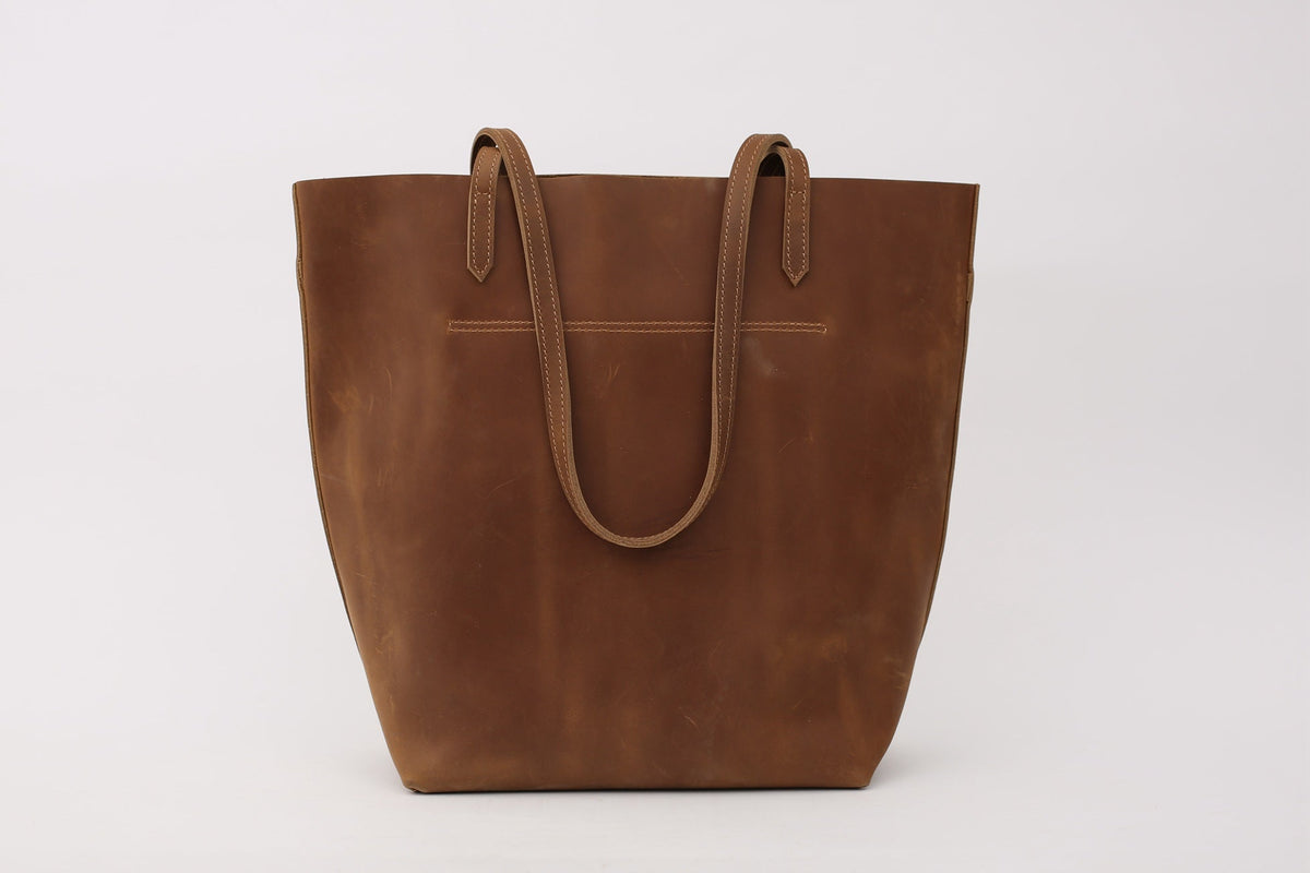 Crazy Horse Leather Tote Bag Vintage Leather Handbag Big Capacity Women Everyday Tote
