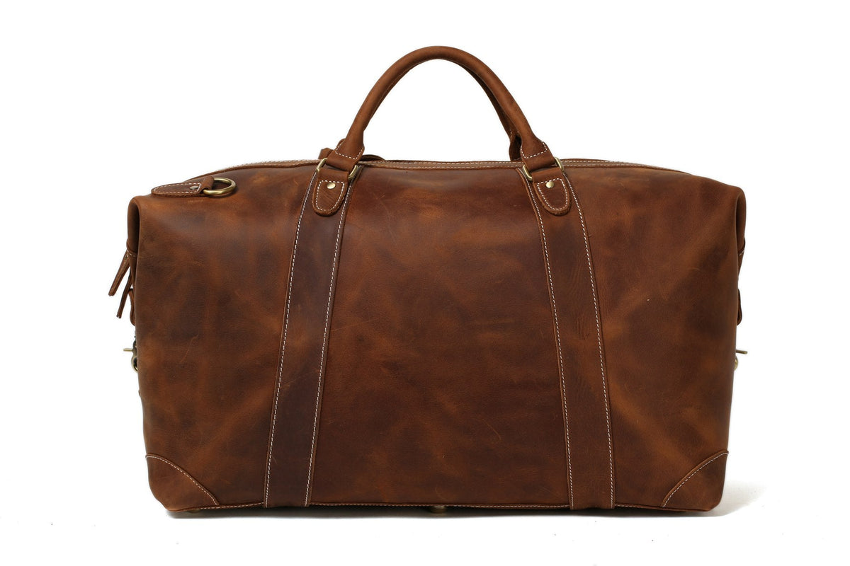 Men's Genuine Leather Duffle Bag , Large Weekender & Travel Gym Bag