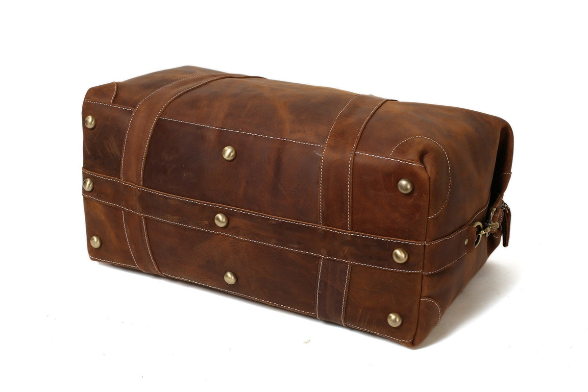 Men's Genuine Leather Duffle Bag , Large Weekender & Travel Gym Bag