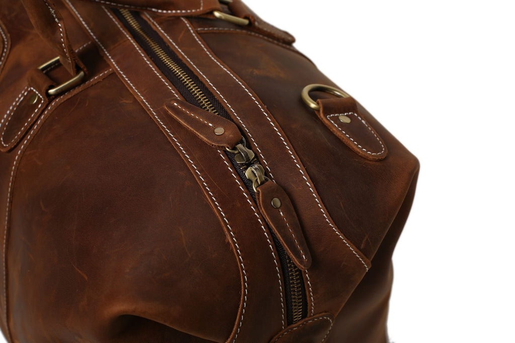 Men's Genuine Leather Duffle Bag , Large Weekender & Travel Gym Bag