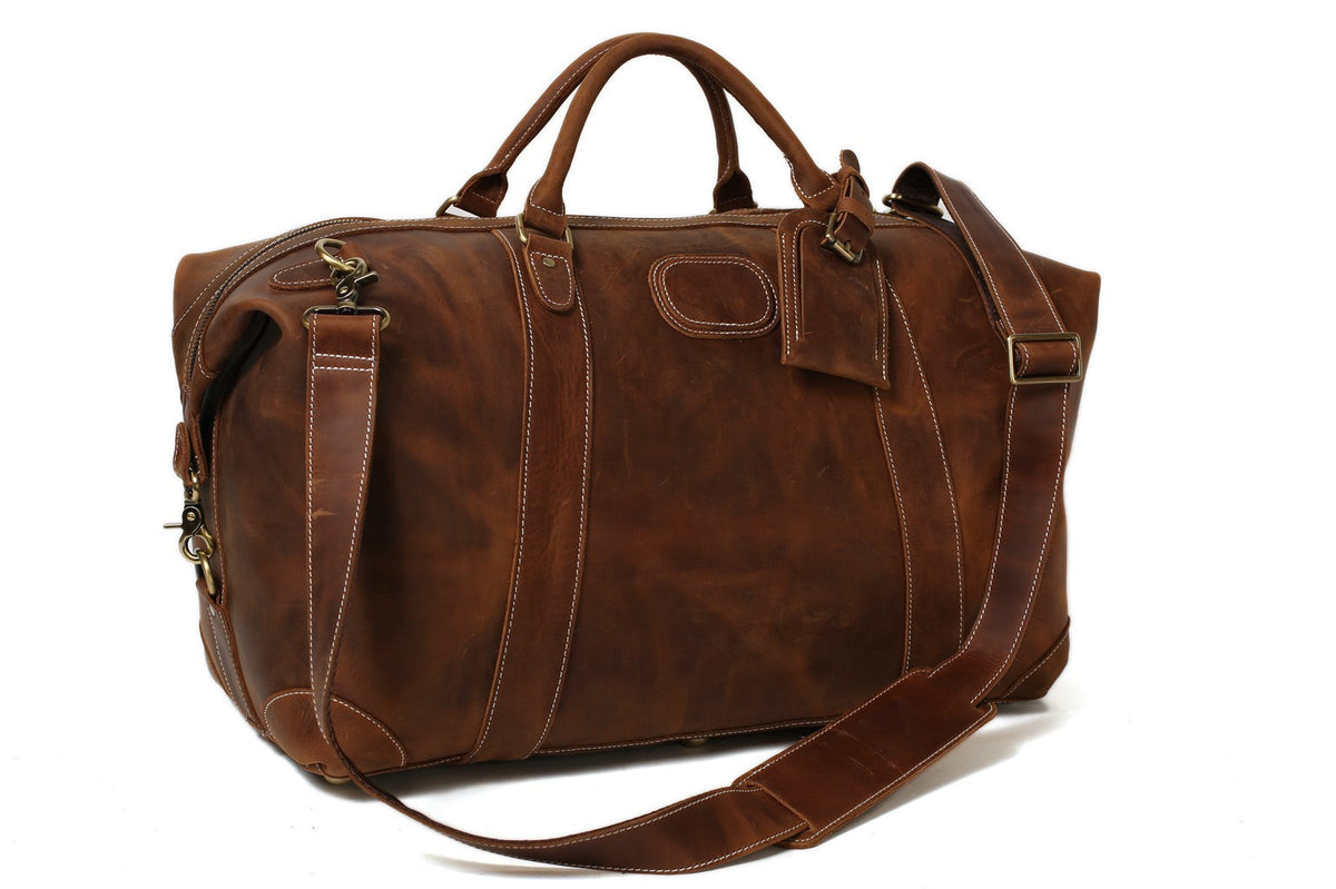 Men's Genuine Leather Duffle Bag , Large Weekender & Travel Gym Bag
