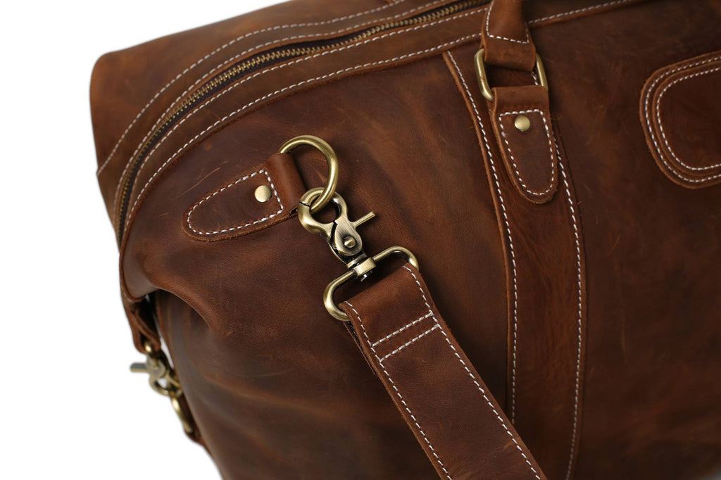 Men's Genuine Leather Duffle Bag , Large Weekender & Travel Gym Bag