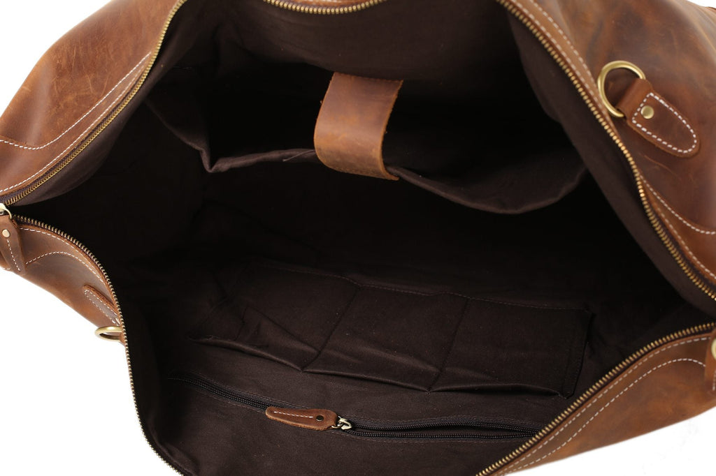 Men's Genuine Leather Duffle Bag , Large Weekender & Travel Gym Bag