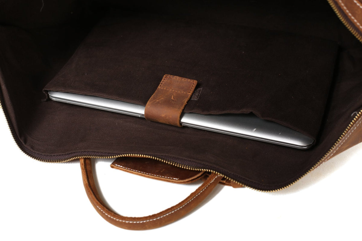 Men's Genuine Leather Duffle Bag , Large Weekender & Travel Gym Bag