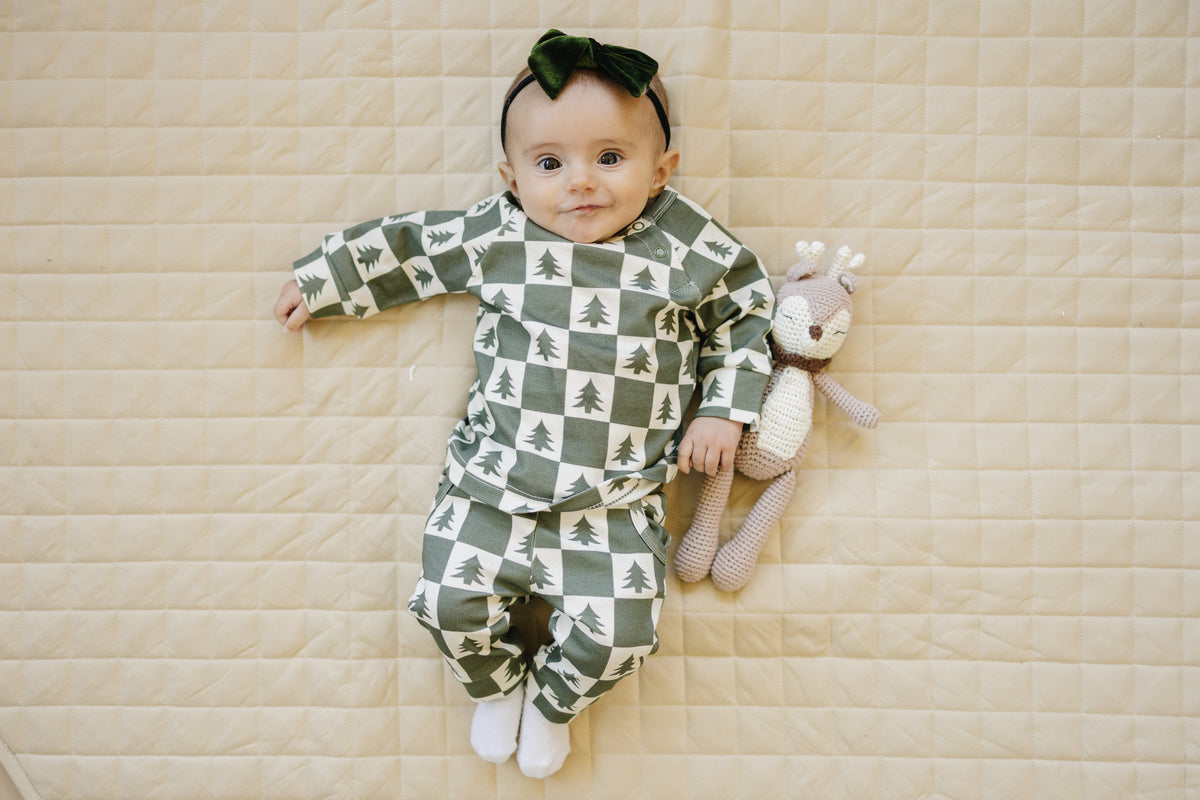 Checkered Christmas Trees Organic Cotton Set