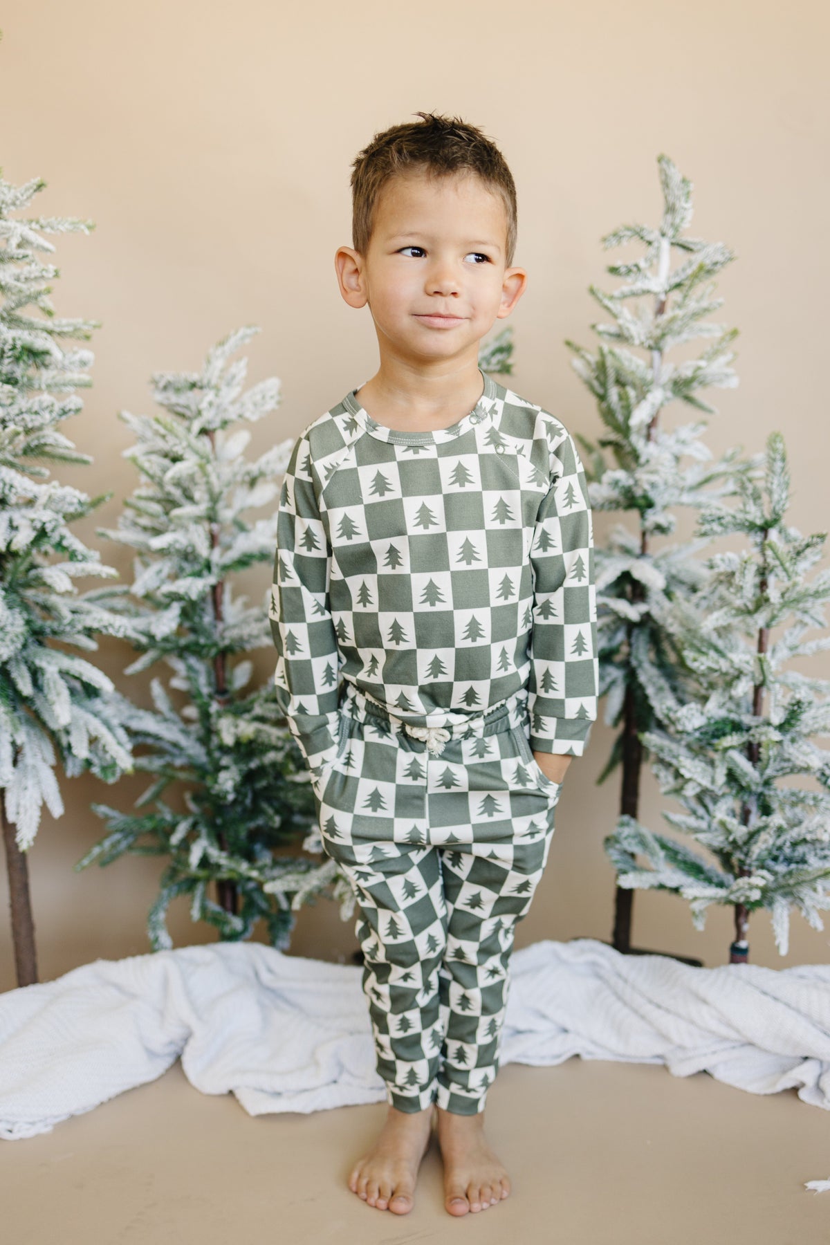 Checkered Christmas Trees Organic Cotton Set