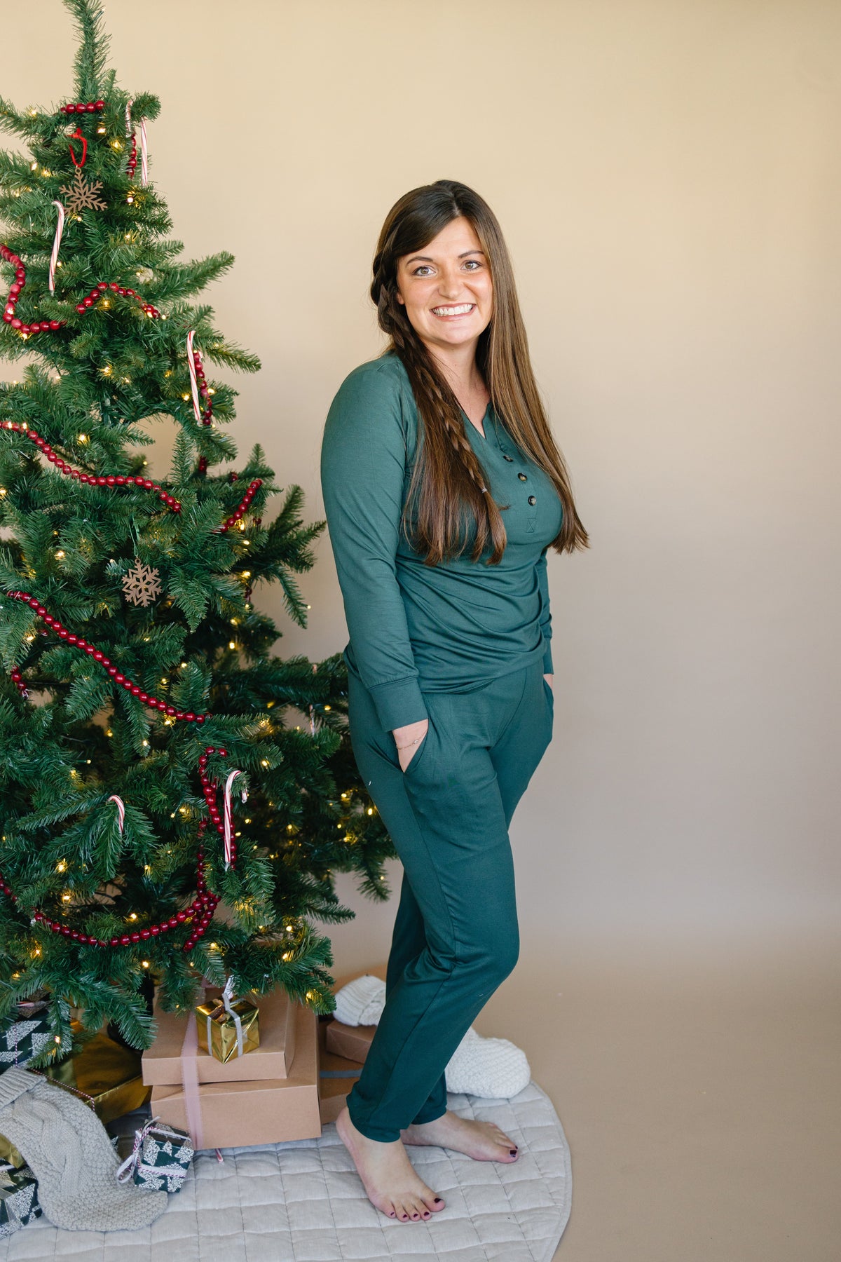 Women's Green Emerald Bamboo Christmas Pajamas