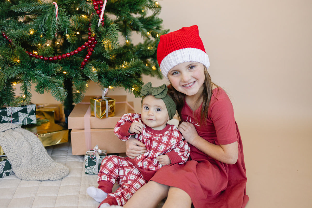 Red Plaid Christmas Tree Jogger Pants