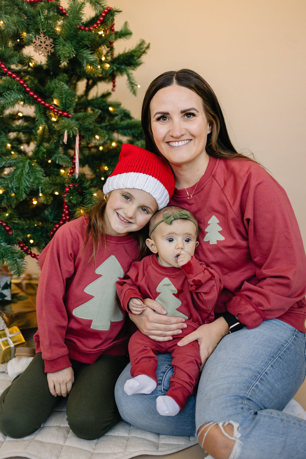 Adult Christmas Tree Applique Crewneck Sweatshirt