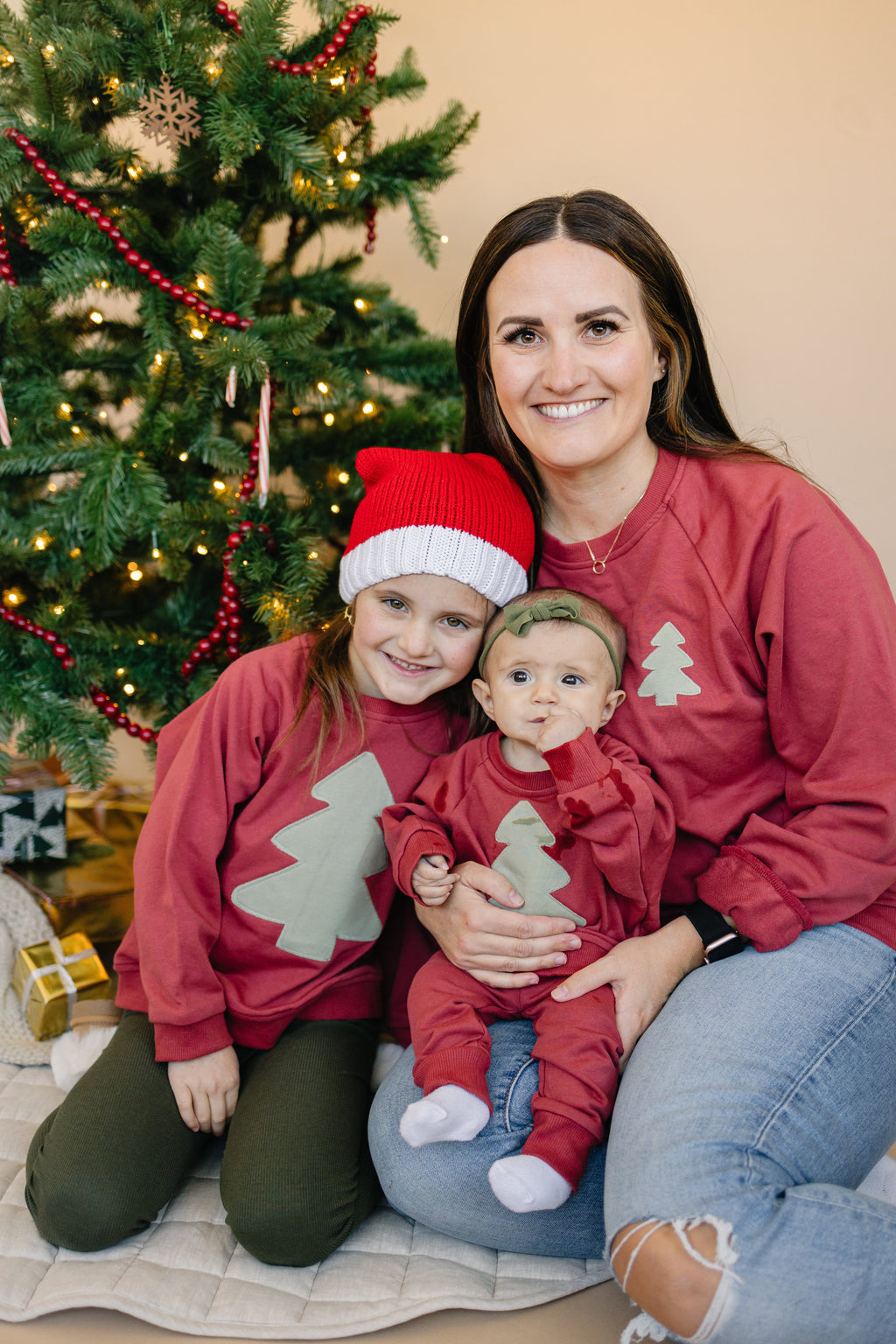 Adult Christmas Tree Applique Crewneck Sweatshirt