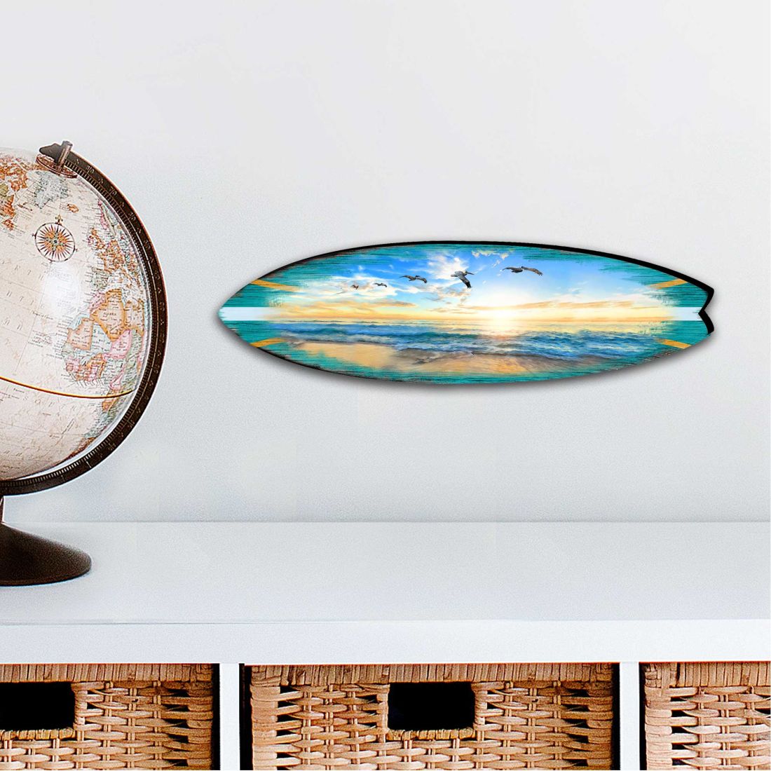 Sunset Surfboard Coastal Outdoor Decor Large Ornament by G. DeBrekht - Coastal Holiday Decor - 8490103MS