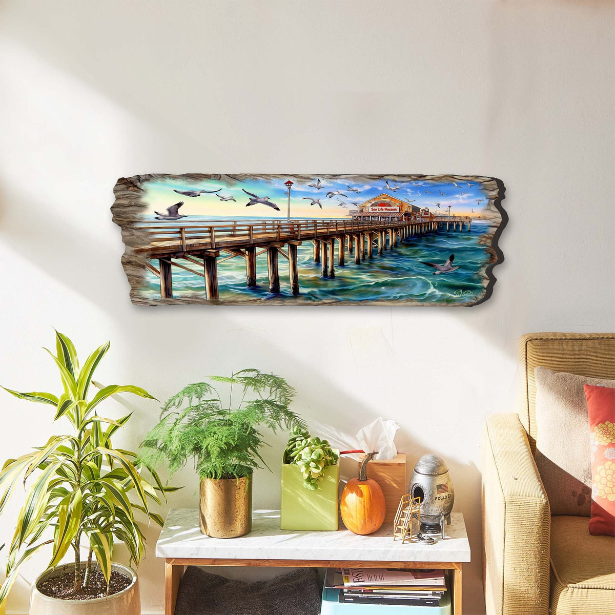 Pier Panorama Wooden Wall Art by G. DeBrekht Coastal Decor - 8491103W