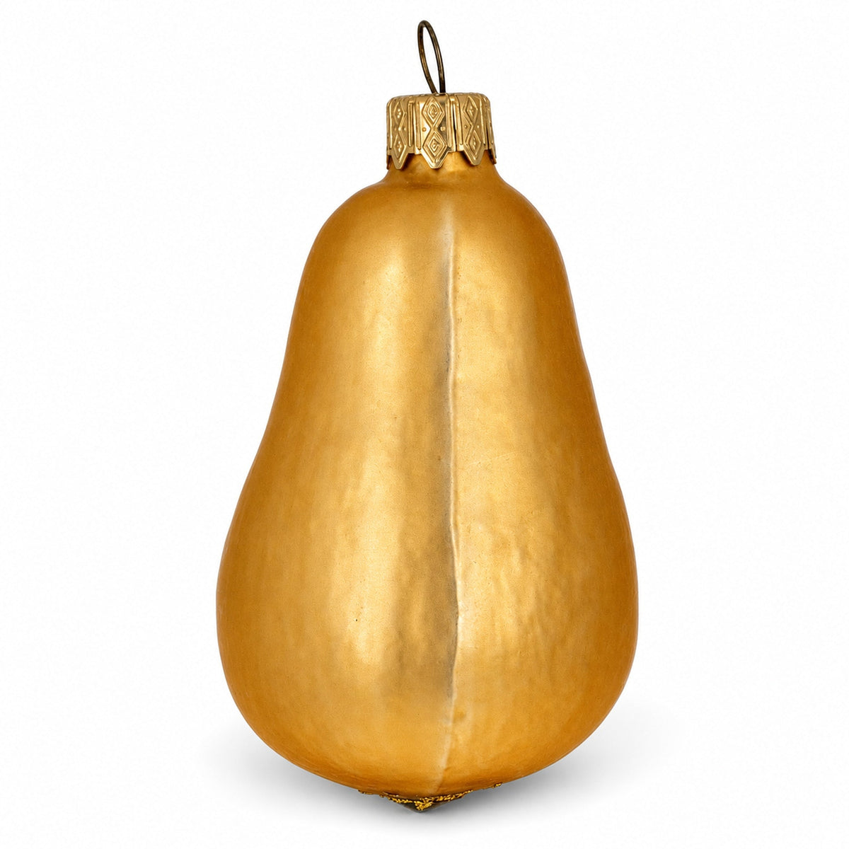 Pear with Green Leaf Glass Christmas Ornament 3.8 Inches