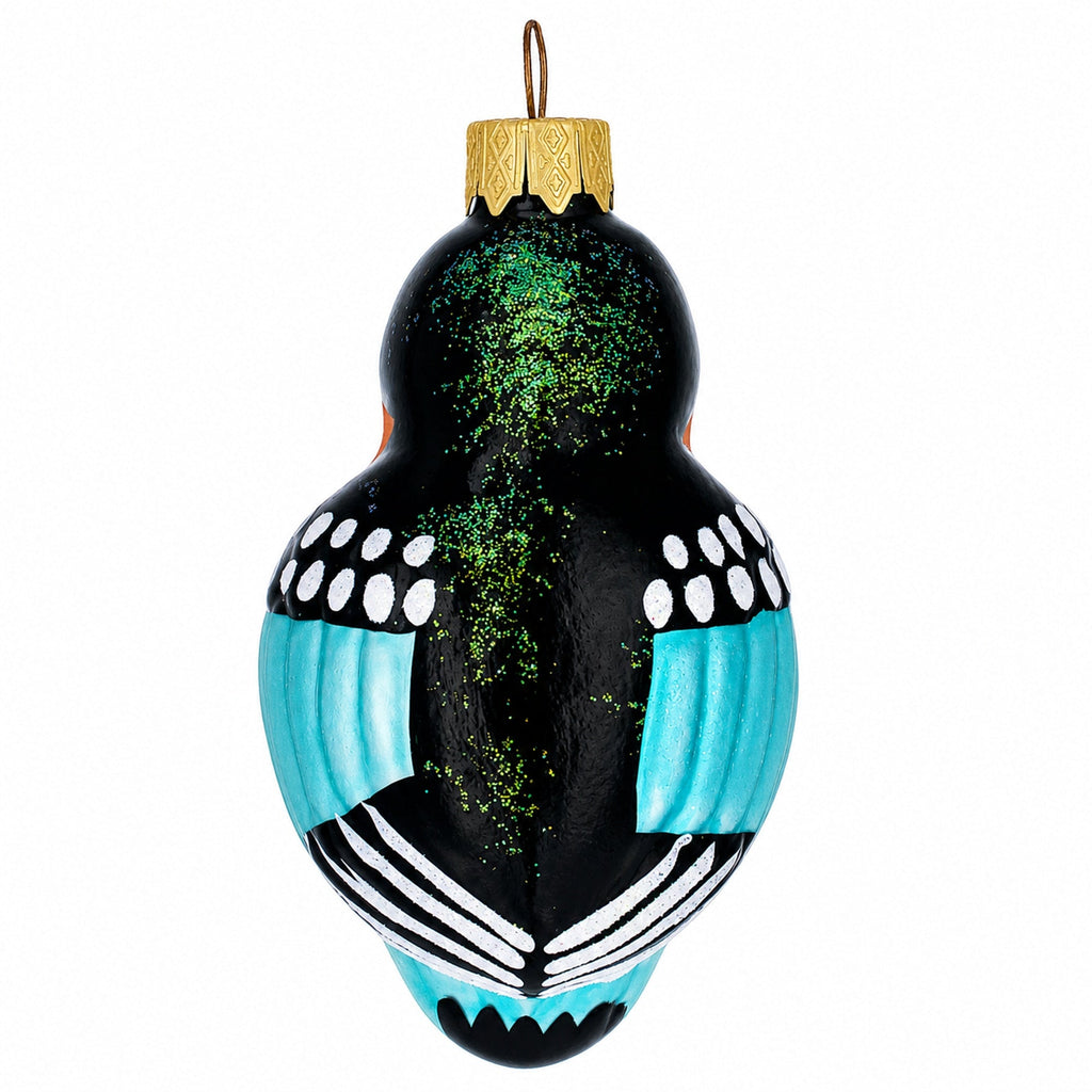 Bullfinch Bird Glass Christmas Ornament