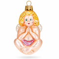 Cherub Angel in Prayer Glass Christmas Ornament