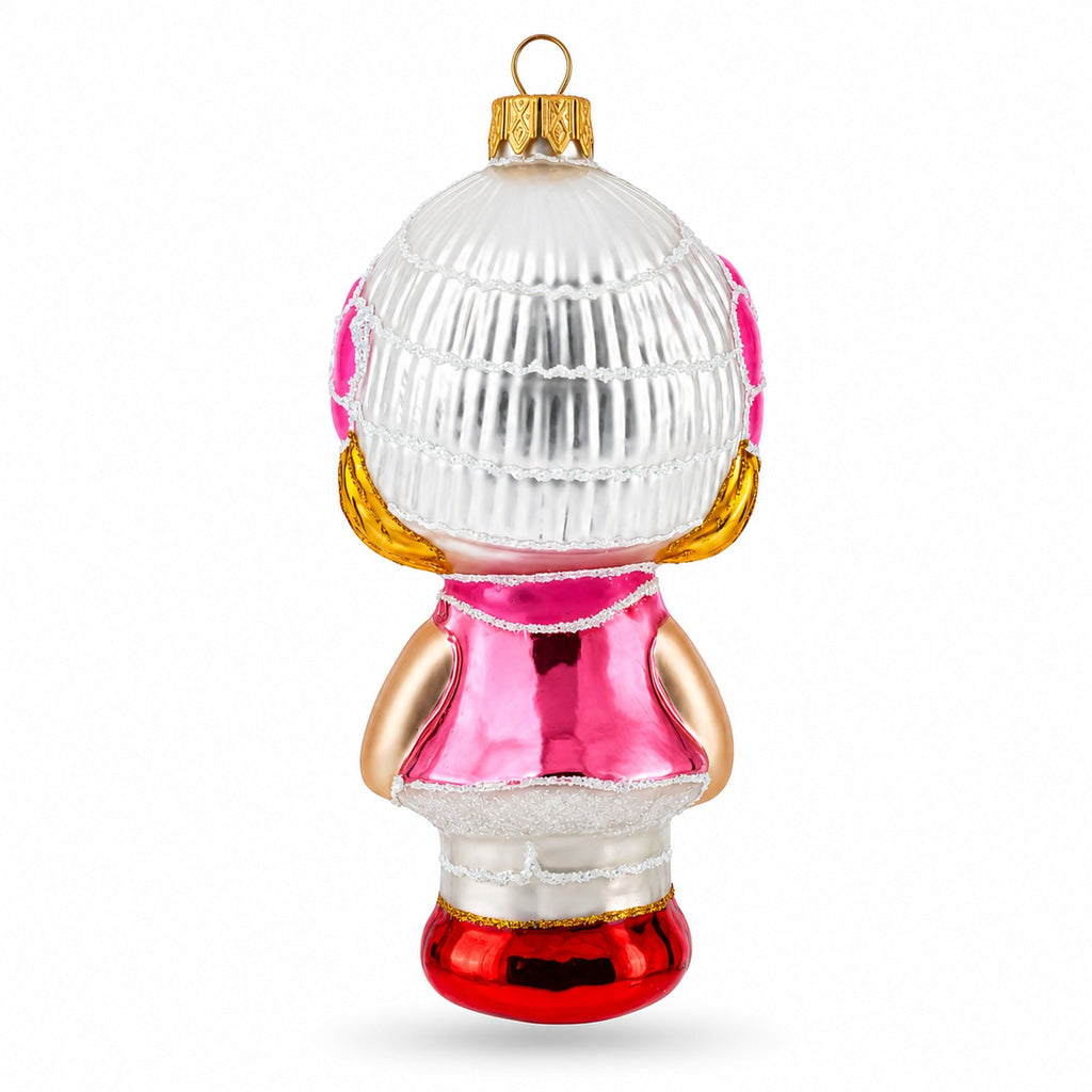 Toddler Girl With Pacifier Glass Christmas Ornament