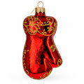 Glossy Red Mitten Glass Christmas Ornament