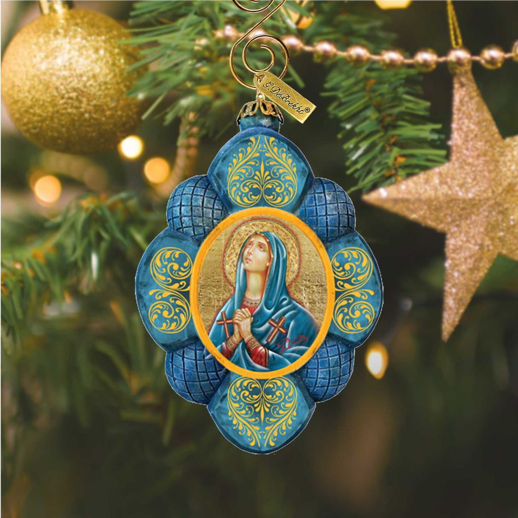 Mother of God Sculpted Hand-Painted Christmas Ornament by G. DeBrekht - Nativity Holiday Decor - 610842