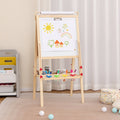Adjustable Double-sided Easel with 4 Paint Cups-Natutral