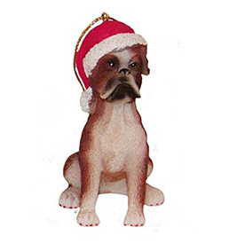 Dog in a Santa Hat Ornament - Boxer