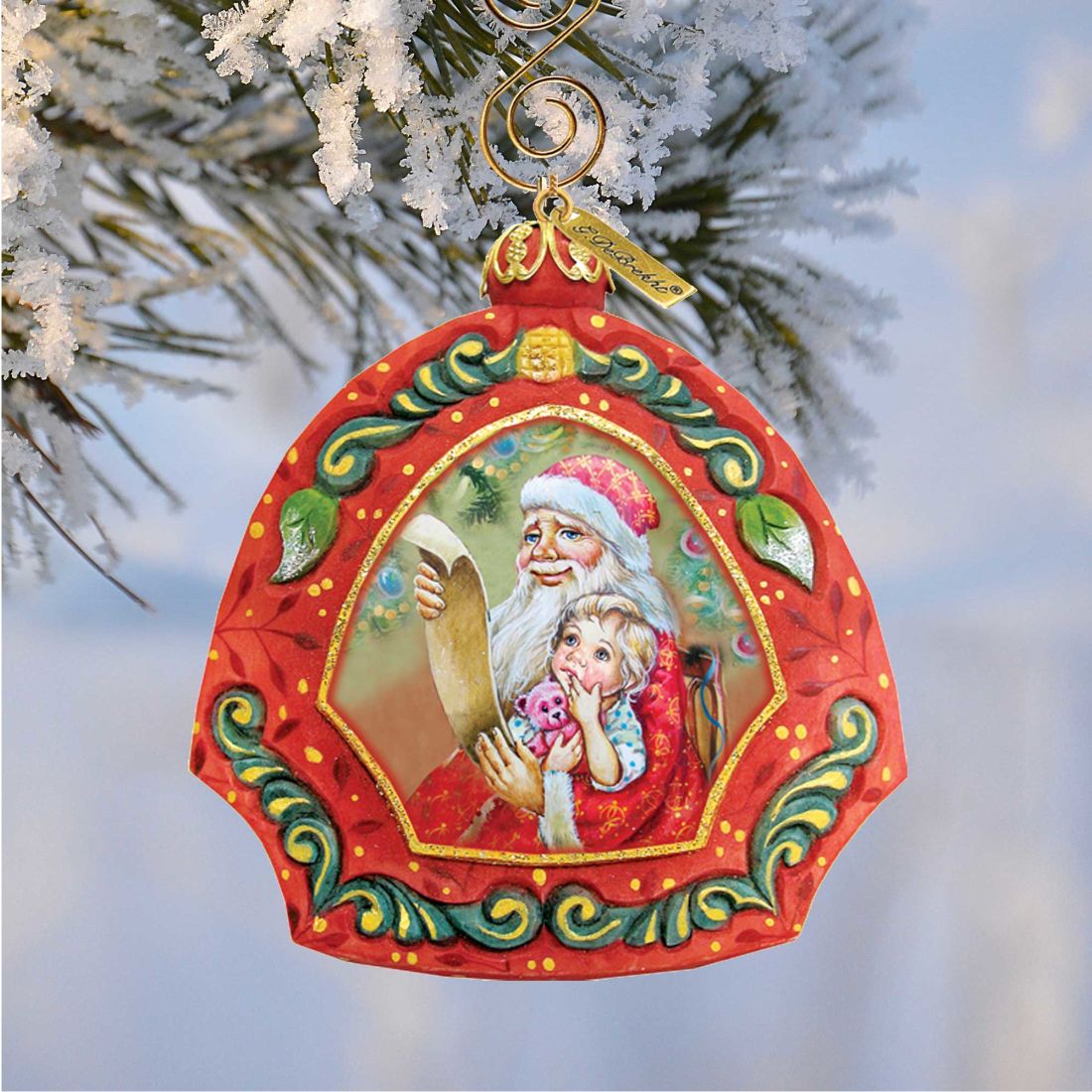 Santa List Sculpted Hand-Painted Christmas Ornament by G. DeBrekht - Christmas Santa Snowman Decor - 6102841