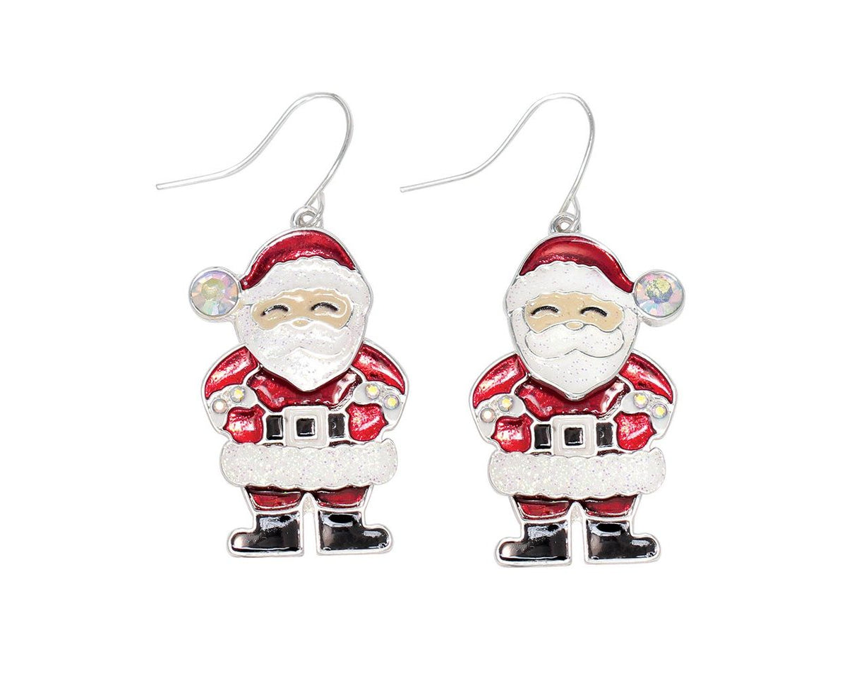 Moveable Santas with AB Crystals Earrings