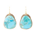 Agave Genuine Blue Turquoise and Golden Drop Earrings
