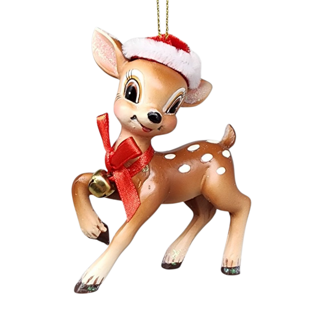 Deer With Christmas Hat Ornament -