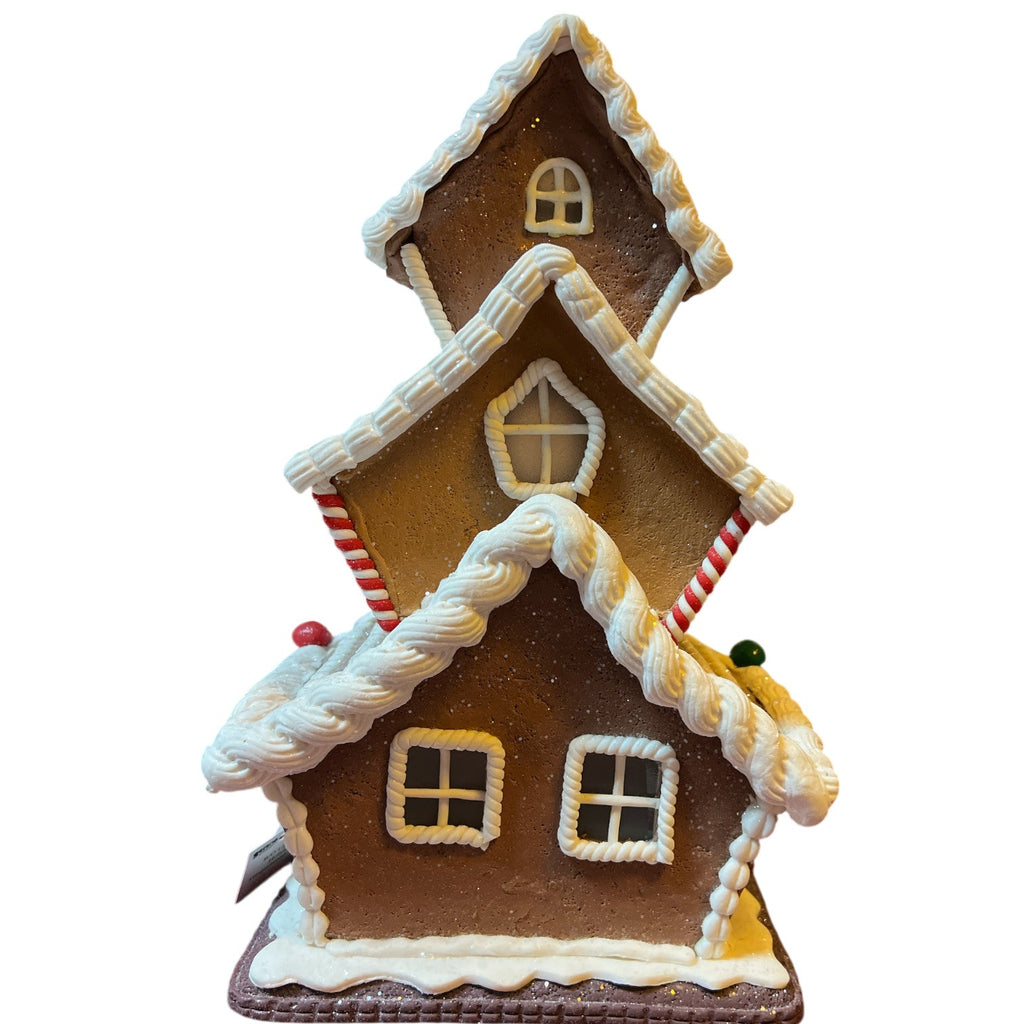 13"H B/O Lighted Holiday Gingerbread House