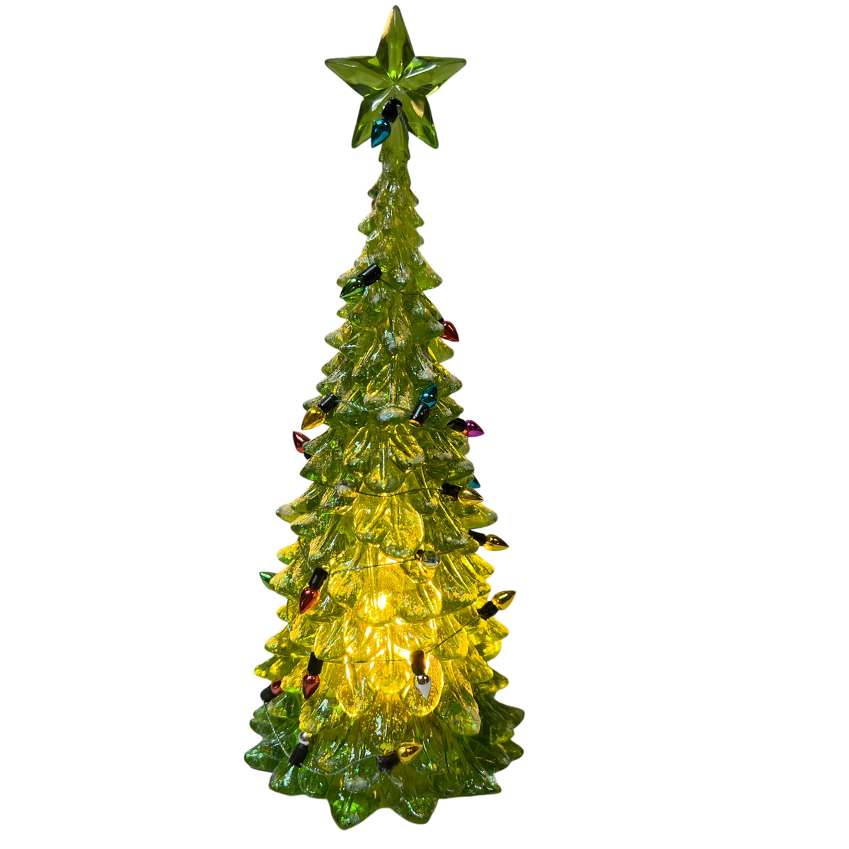 8 Inch Lighted Acrylic Christmas Tree - Green