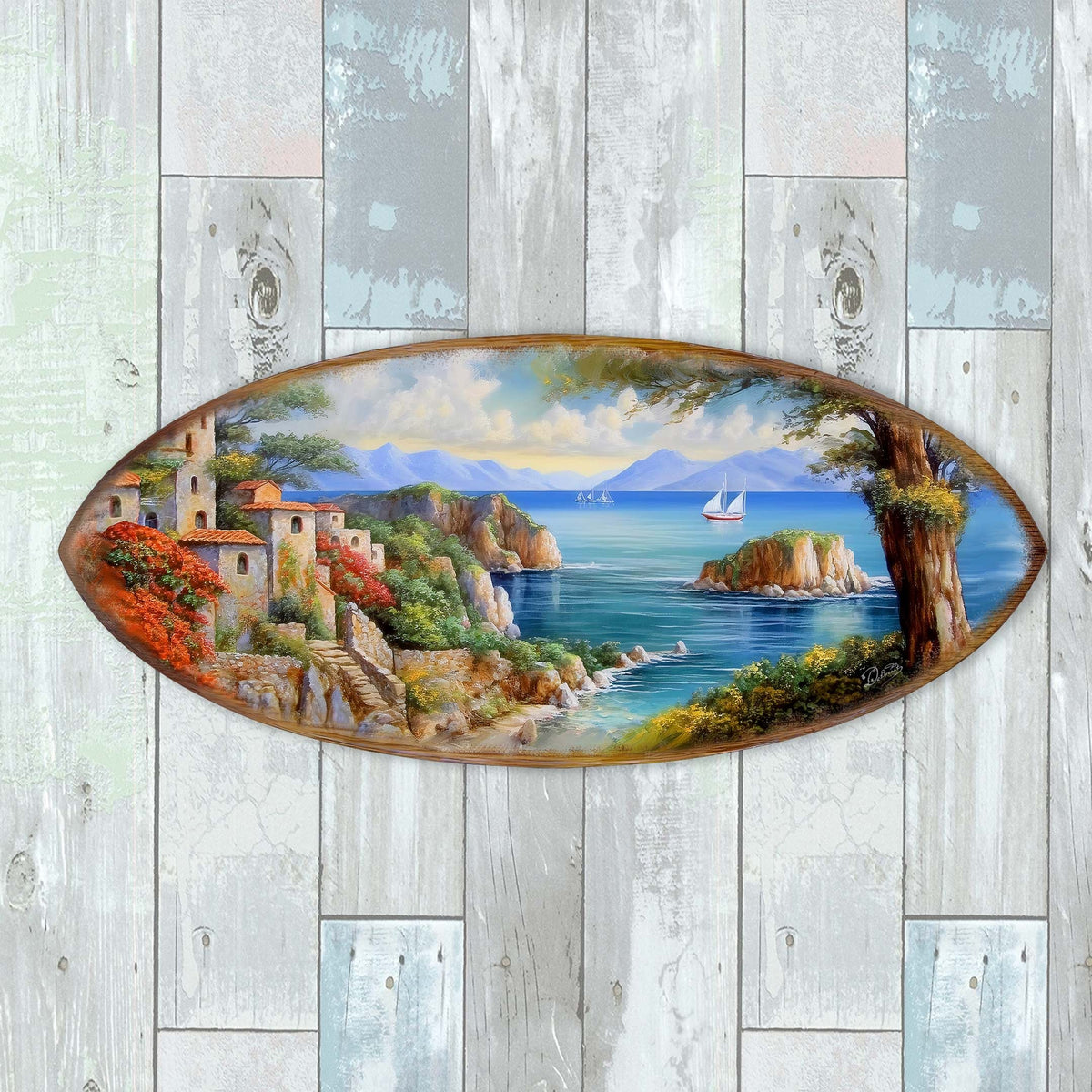 Coastal View Surfboard Coastal Wall Art by G. DeBrekht - Coastal Holiday Decor - 8490131HS