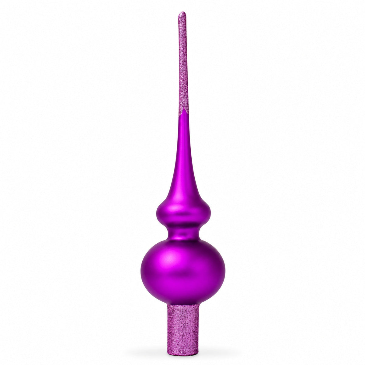 Solid Purple with Sparkling Top Glass Christmas Tree Topper 11 Inches