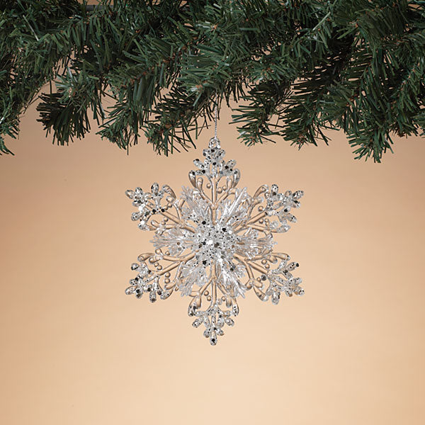 Frosted White Snowflake Ornament - 5 Inch